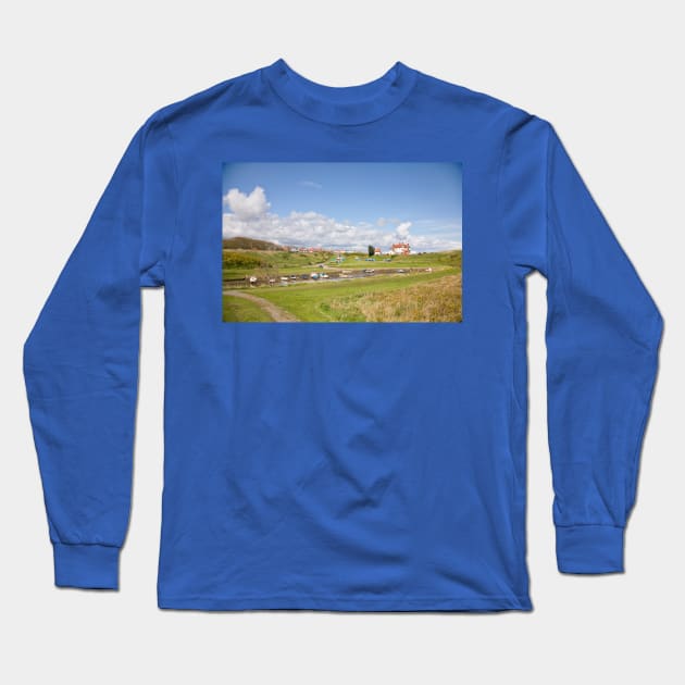 The boatyard at Seaton Sluice Long Sleeve T-Shirt by Violaman